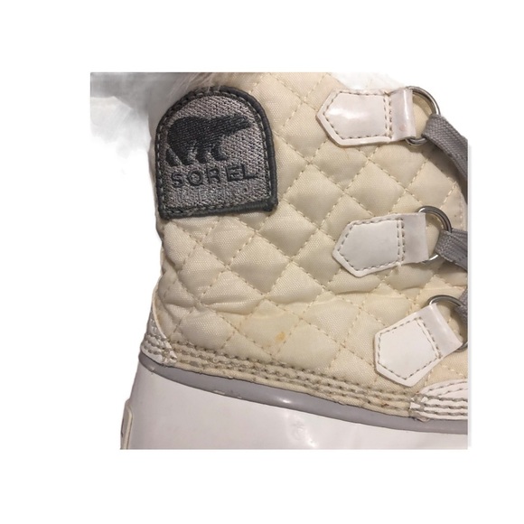 Sorel Torino White Gray Fur quilted Winter Boots size 6 waterproof - Picture 11 of 12